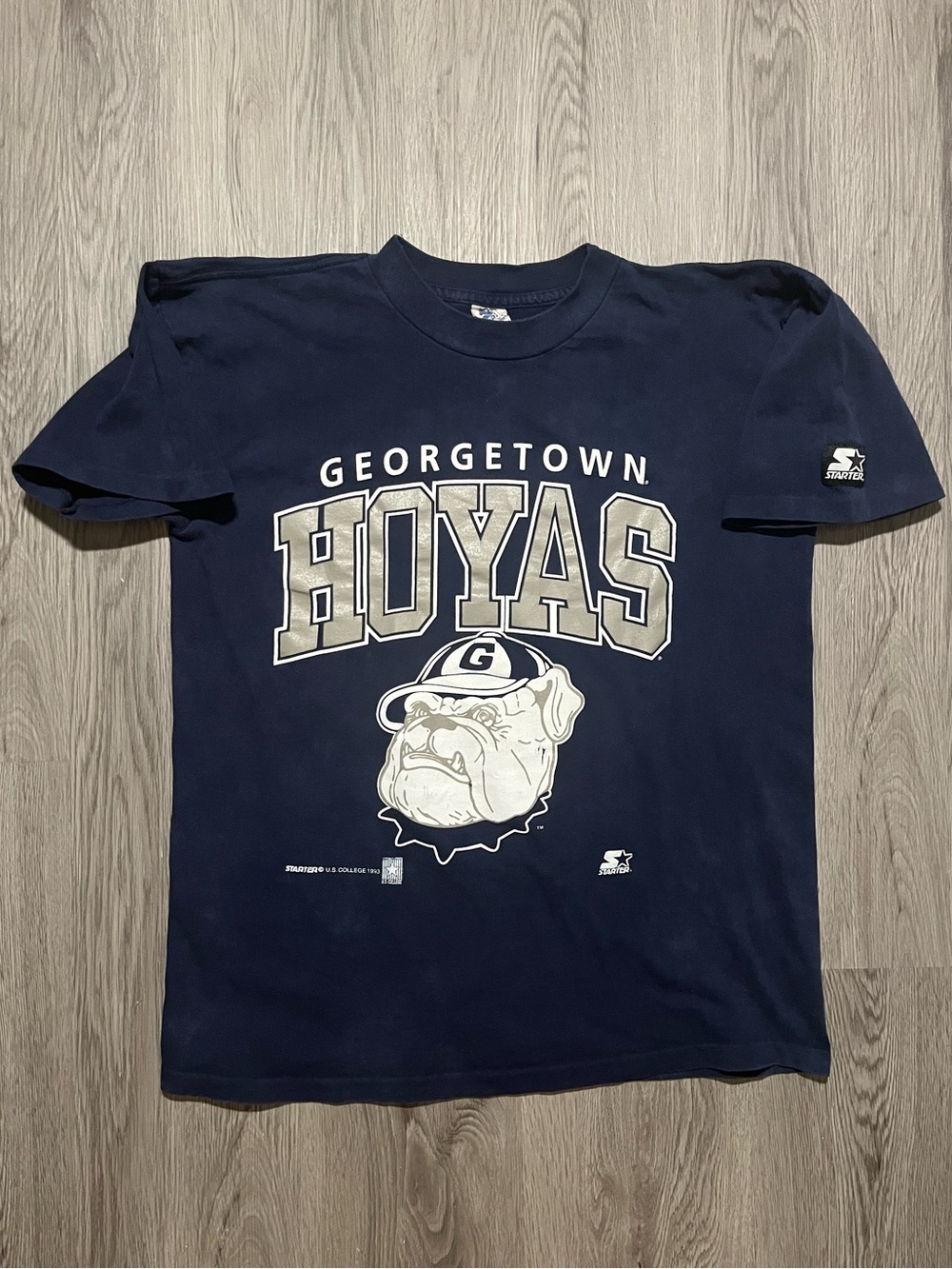 Vintage STARTER 1993 Georgetown Hoyas big logo graphic U.S. College T-shirt M